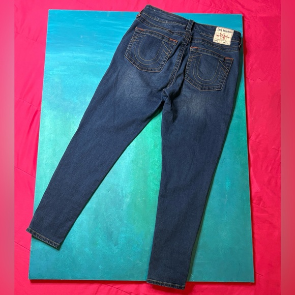 True Religion Jeans Indigo Denim Pants Jennie Curvy Mid Rise Skinny 33 - Picture 3 of 5